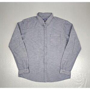 Patagonia Button Down Shirt Mens Large Gray Organic Cotton Long Sleeve Outdoor